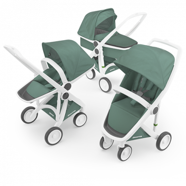 Greentom 3 in 1: Carrycot, Reversible + Classic white - sage